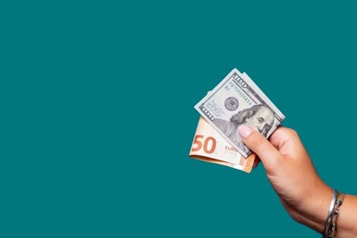 dollar and euro notes held in hand