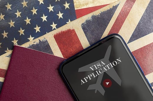 uk us flag with visa application mock up